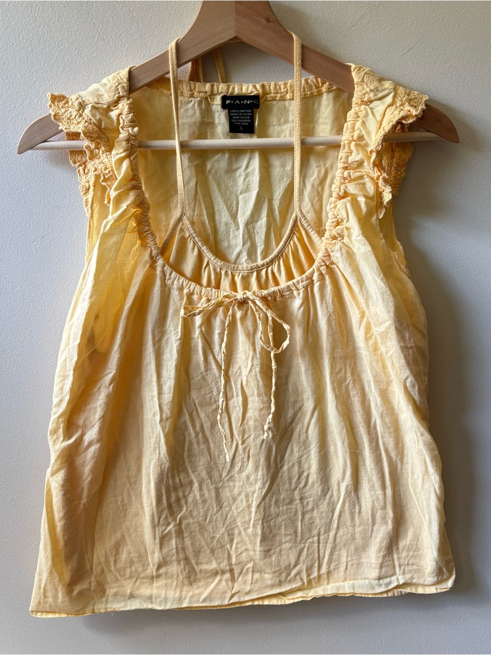 Fang Pastel Yellow Cotton Y2K Top